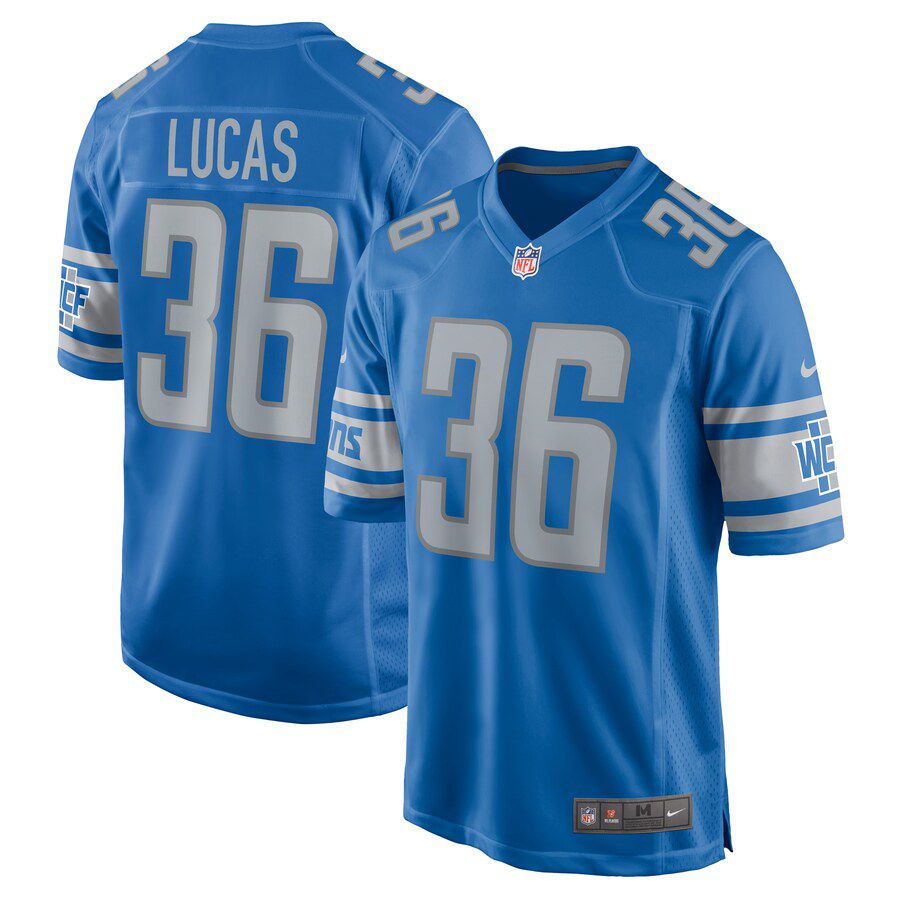 Men Detroit Lions #36 Chase Lucas Nike Blue Player Game NFL Jersey